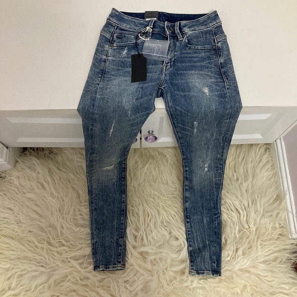 G-STAR RAW Midge Zip Mid Skinny Jeans In Lt Vintage Aged Destroy - Picture 5 of 10